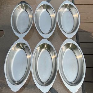 Set of 6 Winco Stainless Steel Oval Au Gratin Dish, 20-Ounce
